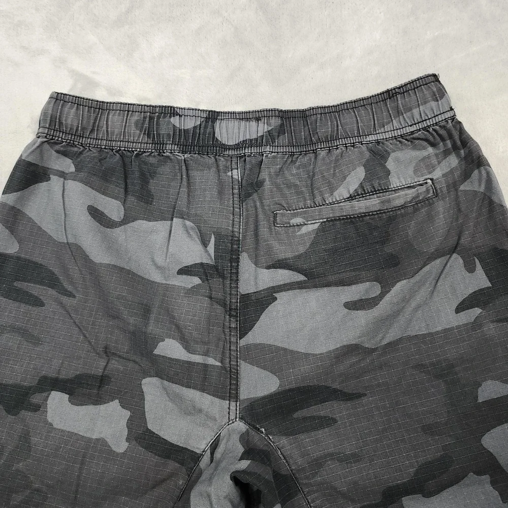 CSG Pants Mens L Gray Camo Woven Jogger Elastic Waist Pockets Casual Athletic